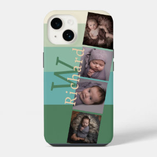 Personalised Monogram 5 Colour Greens w/ Images iPhone 14 Case