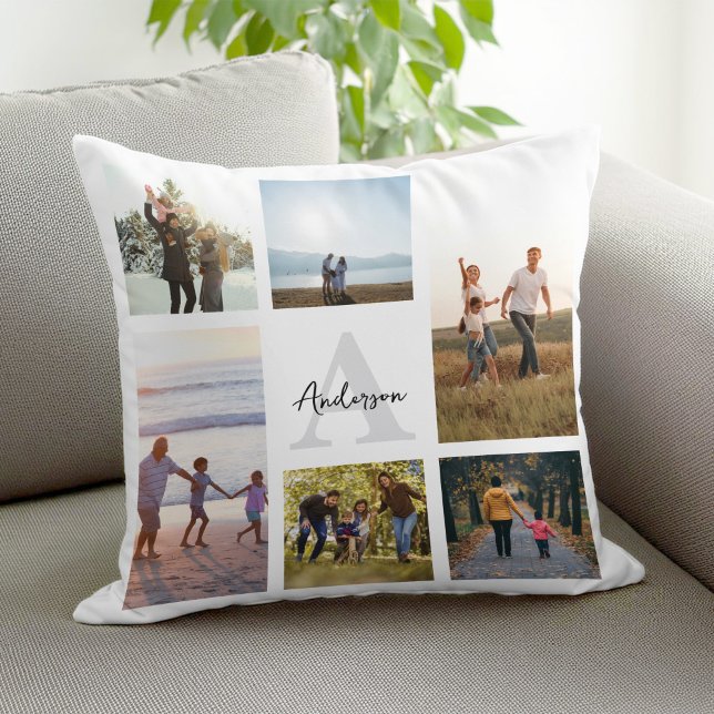 Personalised Monogram 6 Photo Collage Cushion (Creator Uploaded)