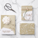 Personalised Monogram Abstract Floral Wedding Wrap Wrapping Paper Sheet<br><div class="desc">Personalised abstract floral engagement,  wedding or bridal shower wrapping paper with golden khaki flowers. Add your own text with easy to use Zazzle editing tool!  Modern design in neutral colours. PLEASE NOTE: The gold details are imitation. No actual foil used. Visit the shop to see all the collection.</div>