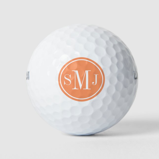 Personalised Monogram and Atomic Orange Frame Golf Balls (Front)