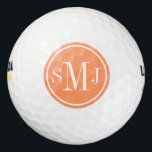 Personalised Monogram and Atomic Orange Frame Golf Balls<br><div class="desc">Preppy monogram. Circle Frame. Elegant Orange. Design by José Ricardo</div>