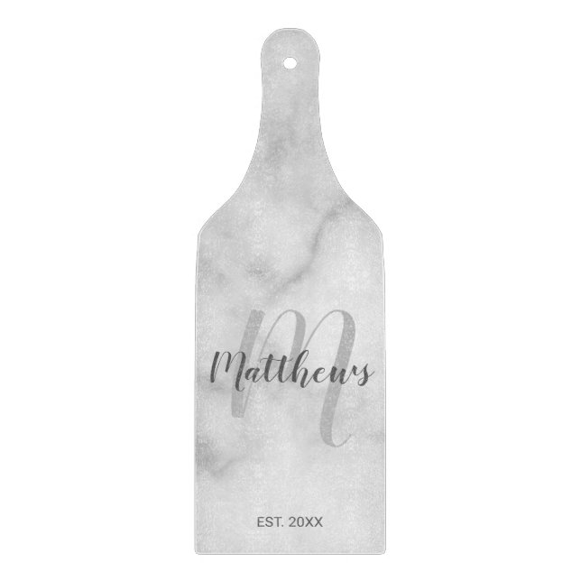 Personalised Monogram and Family Name Marble Cutting Board (Front)
