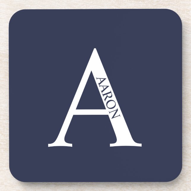 Personalised Monogram and Name Beverage Coaster (Front)