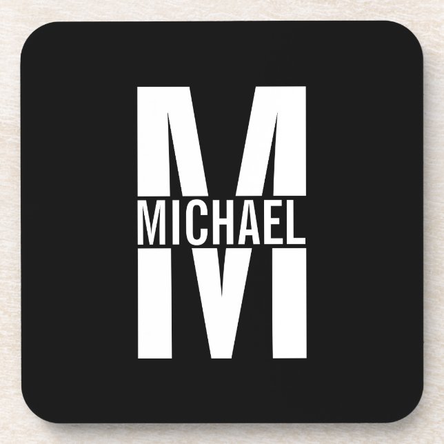 Personalised Monogram and Name Beverage Coaster (Front)