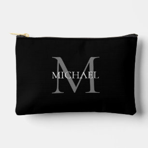 Personalised Monogram and Name Black Accessory Pouch
