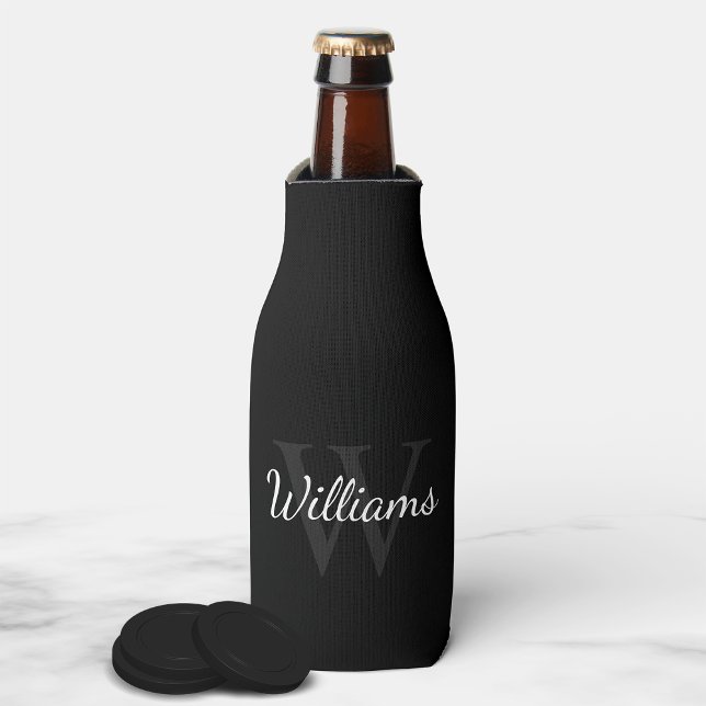 Personalised Monogram and Name Black Bottle Cooler (Creator Uploaded)