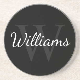 Personalised Monogram and Name Black Coaster