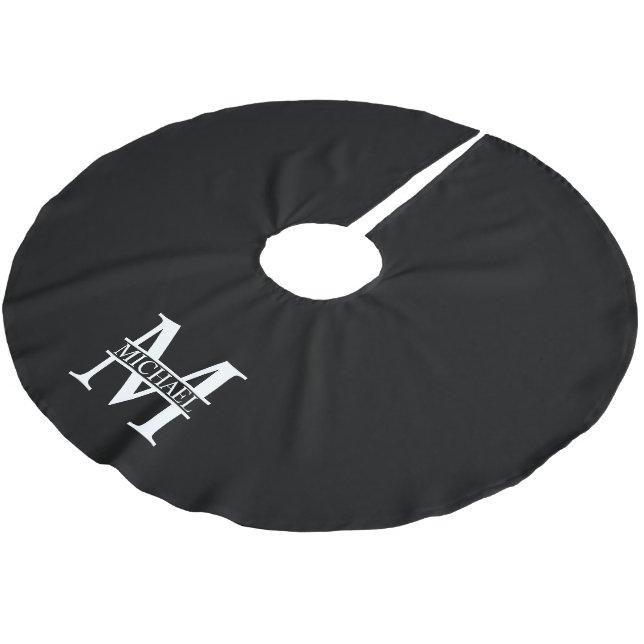 Personalised Monogram and Name Brushed Polyester Tree Skirt (Angled)