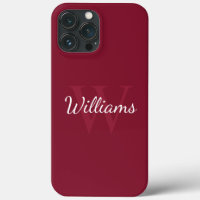 Personalised Monogram and Name Burgundy Red