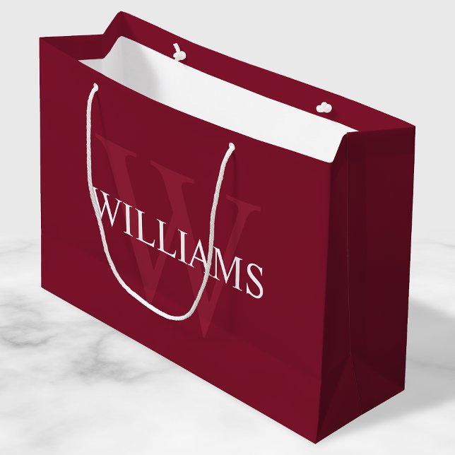 Personalised Monogram and Name Burgundy Red Large Gift Bag (Creator Uploaded)