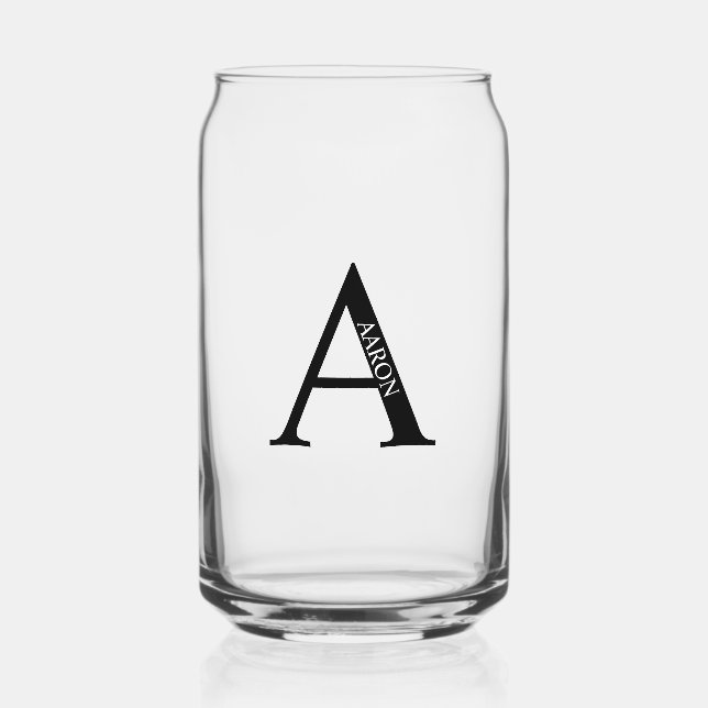 Personalised Monogram and Name Can Glass (Front)