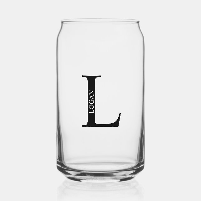 Personalised Monogram and Name Can Glass (Front)