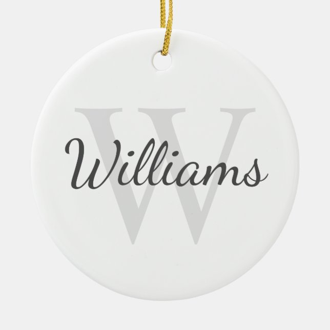 Personalised Monogram and Name Ceramic Tree Decoration (Front)