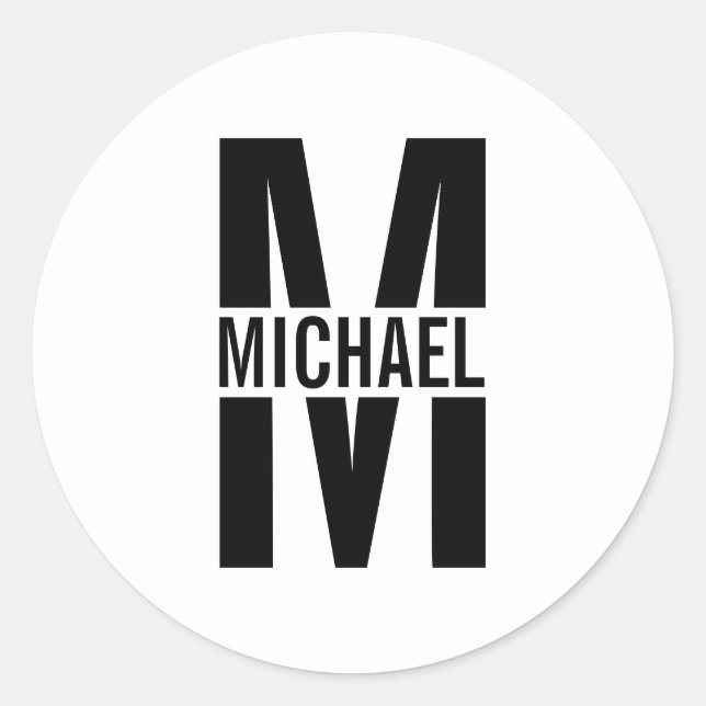 Personalised Monogram and Name Classic Round Stick Classic Round Sticker (Front)