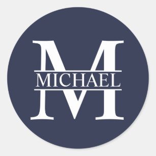 Personalised Monogram and Name Classic Round Sticker