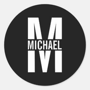 Personalised Monogram and Name Classic Round Sticker