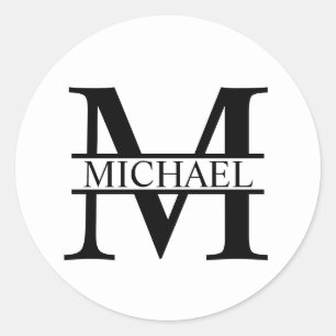 Personalised Monogram and Name Classic Round Sticker