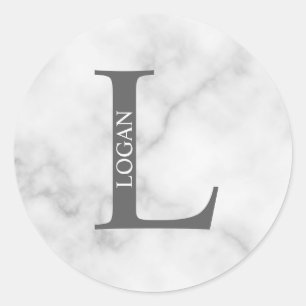 Personalised Monogram and Name Classic Round Sticker