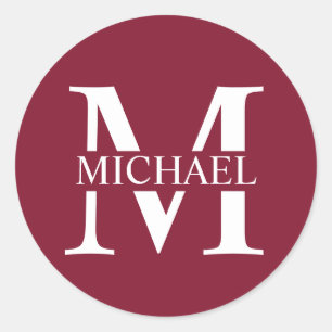 Personalised Monogram and Name Classic Round Sticker