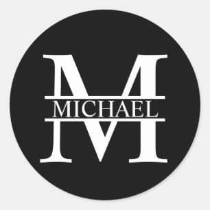 Personalised Monogram and Name Classic Round Sticker