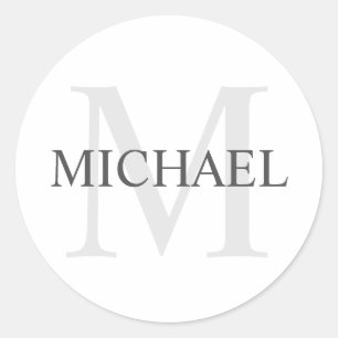 Personalised Monogram and Name Classic Round Sticker