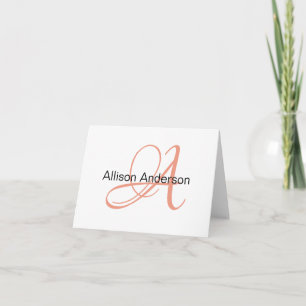 Personalised Monogram and name custom notecard