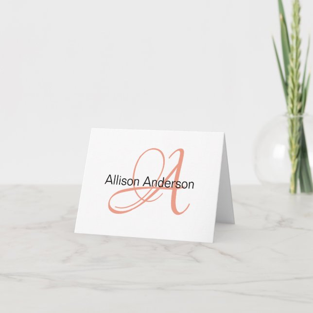 Personalised Monogram and name custom notecard (Front)