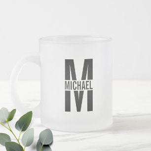 Personalised Monogram and Name Frosted Glass Coffe Frosted Glass Coffee Mug