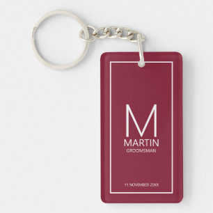 Personalised Monogram and Name Groomsmen Key Ring