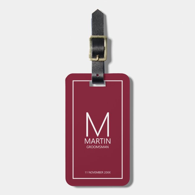 Personalised Monogram and Name Groomsmen Luggage Tag (Front Vertical)