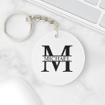 Personalised Monogram and Name Key Ring<br><div class="desc">Personalised Monogram and Name Gifts
featuring personalised monogram and name in classic serif font style.

Perfect as father's day gifts for dad,  gifts for grandfather,  husband,  groom,  best man,  groomsmen and more.</div>