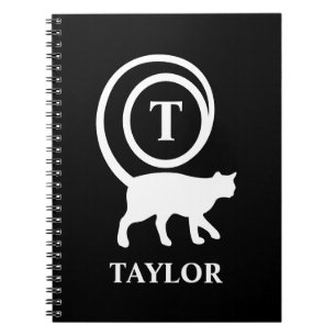 Personalised Monogram And Name Kitty Cat Lover Notebook