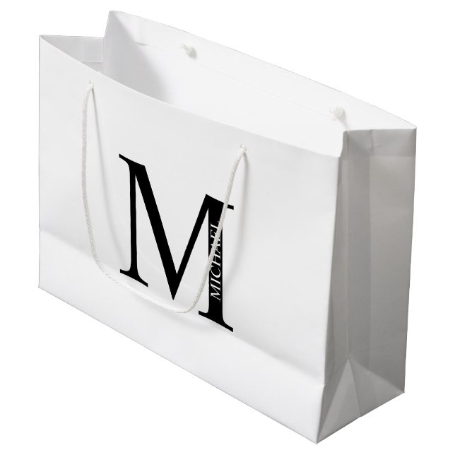 Personalised Monogram and Name Large Gift Bag (Front Angled)