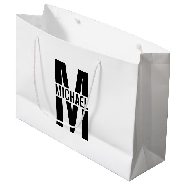 Personalised Monogram and Name Large Gift Bag (Front Angled)