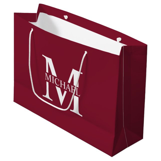 Personalised Monogram and Name Large Gift Bag (Front Angled)