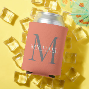Personalised Monogram and Name Light Pink Can Cooler