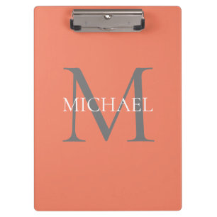 Personalised Monogram and Name Light Pink Clipboard