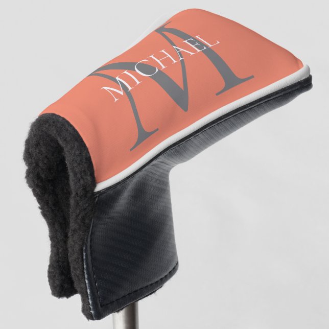 Personalised Monogram and Name Light Pink Golf Head Cover (3/4 Front)