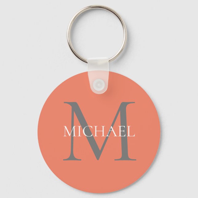 Personalised Monogram and Name Light Pink Key Ring (Front)