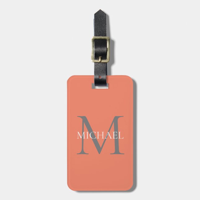 Personalised Monogram and Name Light Pink Luggage Tag (Front Vertical)