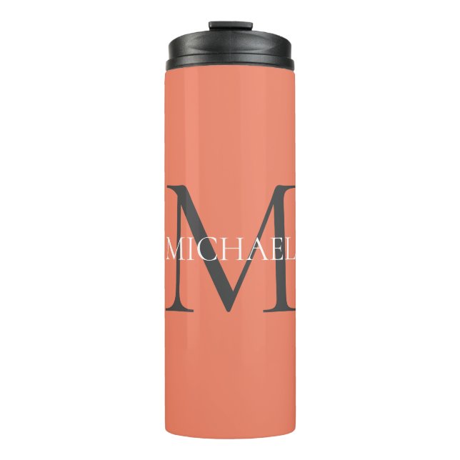 Personalised Monogram and Name Light Pink Thermal Tumbler (Front)