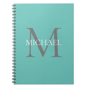 Personalised Monogram and Name Light Teal Notebook