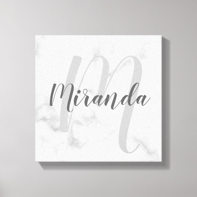 Personalised Monogram and Name Marble Canvas Print (Front)