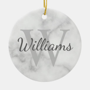 Personalised Monogram and Name Marble Look Ceramic Tree Decoration
