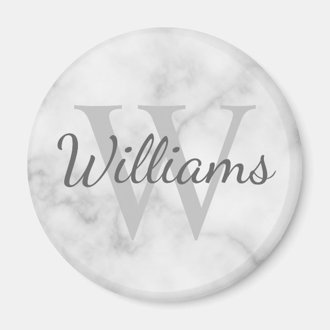 Personalised Monogram and Name Marble Look Magnet (Front)