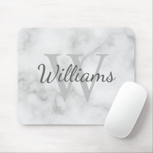 Personalised Monogram and Name Marble Look Mouse Pad