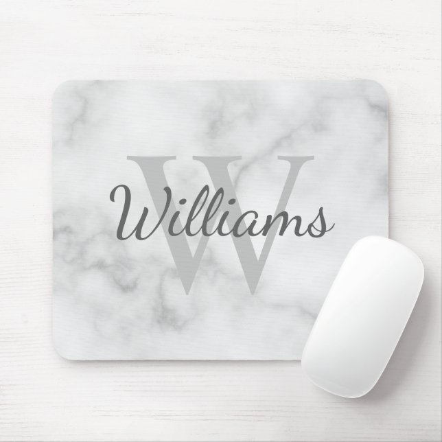Personalised Monogram and Name Marble Look Mouse Pad (With Mouse)