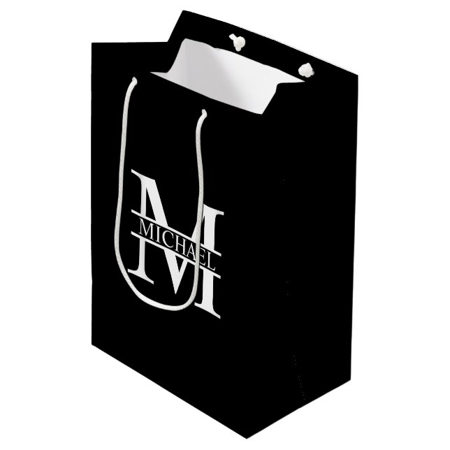 Personalised Monogram and Name Medium Gift Bag (Front Angled)