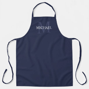 Personalised Monogram and Name Navy Blue Apron