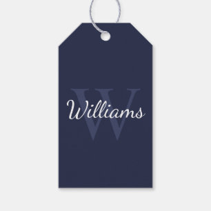Personalised Monogram and Name Navy Blue Gift Tags